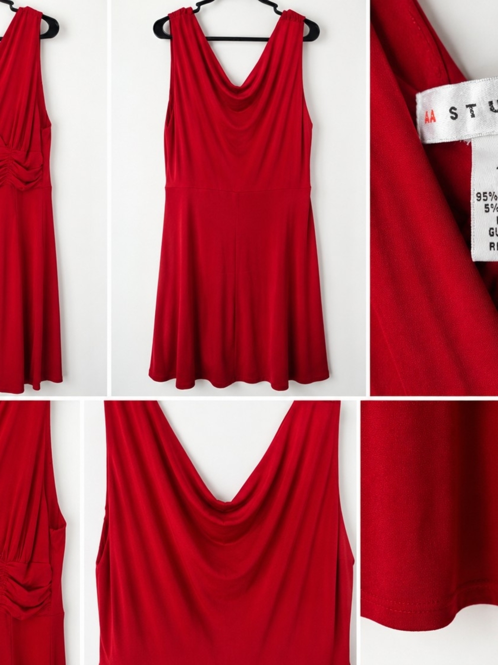 Studio AA Women's Red Sleeveless Ruched Dress Size 14W